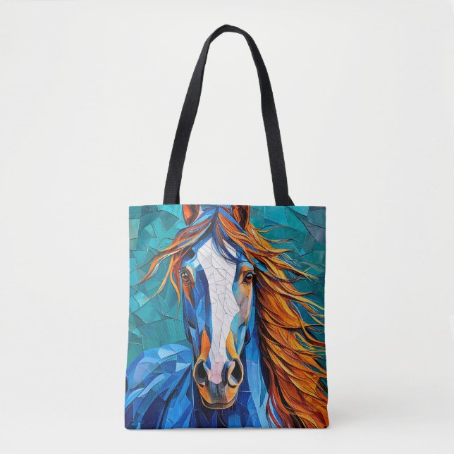 Tote Bag Verre coloré cheval (Devant)