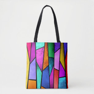Tote Bag Verre Coloré Violet Bleu Turquoise Rose Fourre-tou