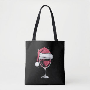 Tote Bag Verre de vin rouge Noël drôle Noël Noël Noël Noël
