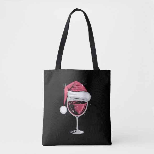 Tote Bag Verre de vin rouge Noël drôle Noël Noël Noël Noël  (Devant)