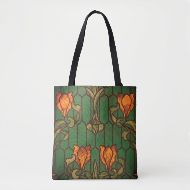 Tote Bag Verre tendu look floral Art nouveau fleurs (Devant)