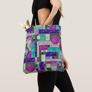 Tote Bag Verre Turquoise Art déco rose