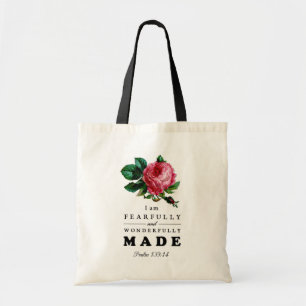 Tote Bag Verse de la Bible avec peur et merveilleusement fa