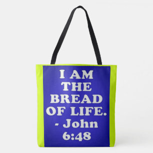 Tote Bag verset biblique de Jean 6:48.