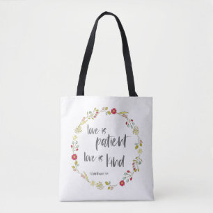 Tote Bag Verset biblique : L'amour est patient, l'amour est