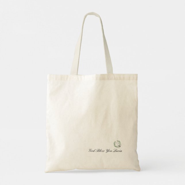 Tote Bag verset biblique personnalisé Matthieu 11:28 Vert (Dos)