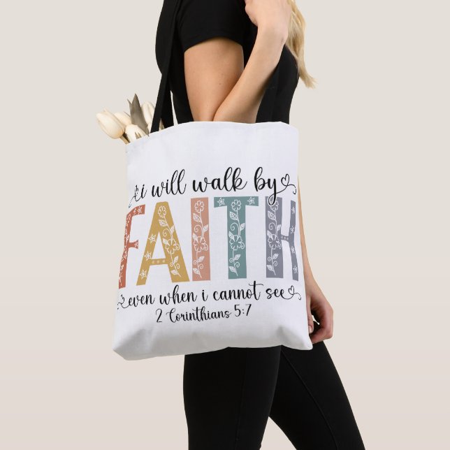 Tote Bag Verset de foi chrétienne inspirant (De près)