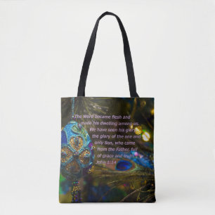 Tote Bag Verset de la Bible Bleue Victorienne