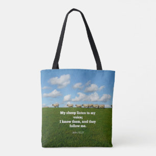 Tote Bag verset de la Bible, Jean 10:27, Mon mouton...