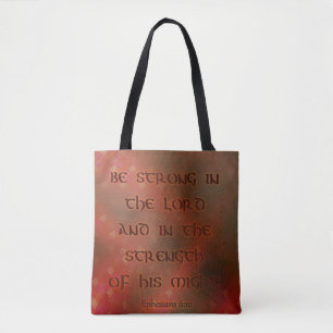 Tote Bag Verset de la Bible Rouge et Or