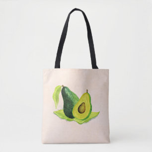 Tote Bag Vert Avocado Fruit à vie morte en aquarelle