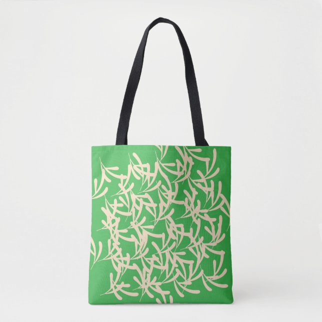 Tote Bag Vert brillant Décoratif Orné  (Devant)