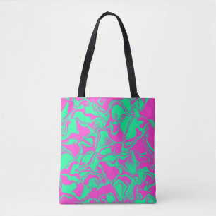 Tote Bag Vert de mer et vagues roses