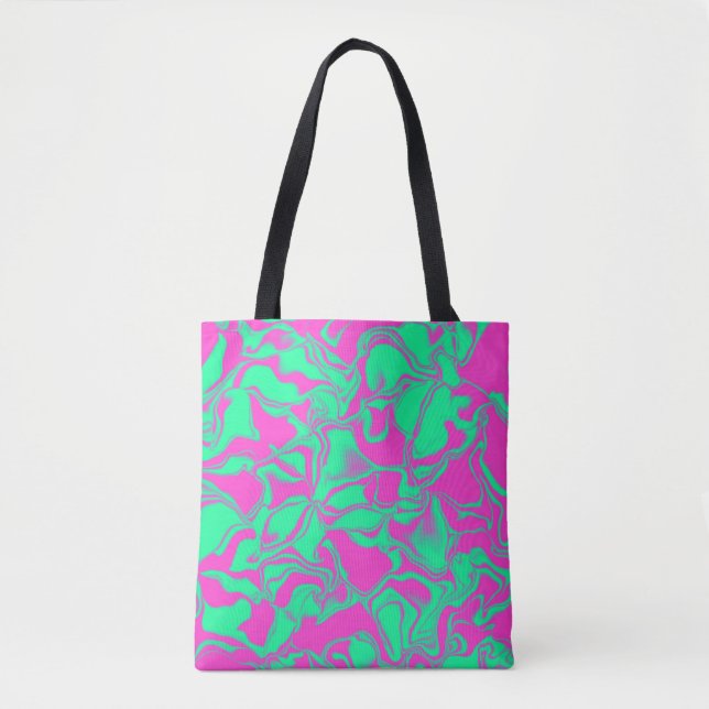 Tote Bag Vert de mer et vagues roses (Devant)