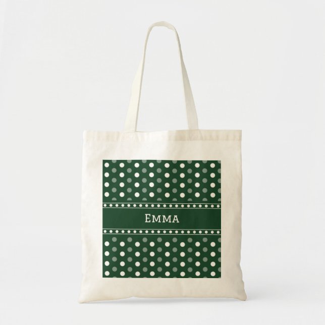 Tote Bag Vert émeraude à pois (Devant)