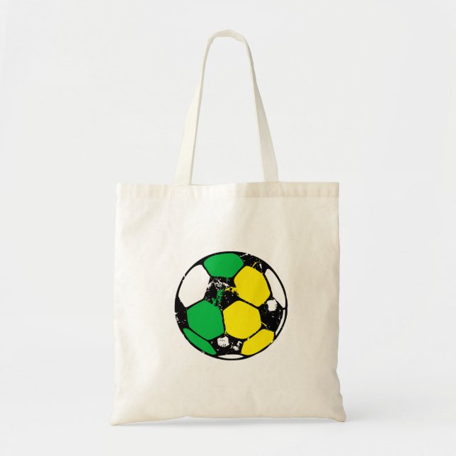 Tote Bag Vert et ballon de football d'or (Devant)