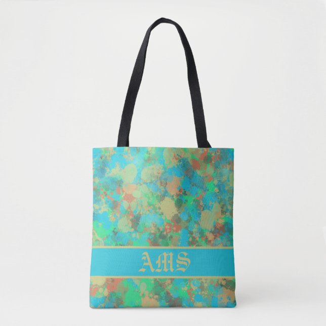 Tote Bag Vert et Jaune gouttes abstrait (Devant)