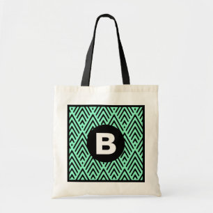 Tote Bag Vert Menthe Mode Monogramme à Motif Chevron