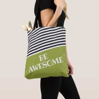 Tote Bag Vert noir blanc Ajouter son propre texte personnal
