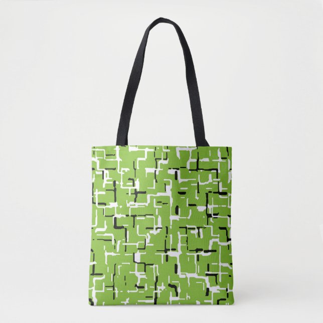 Tote Bag Vert noir blanc Motif tendance (Devant)