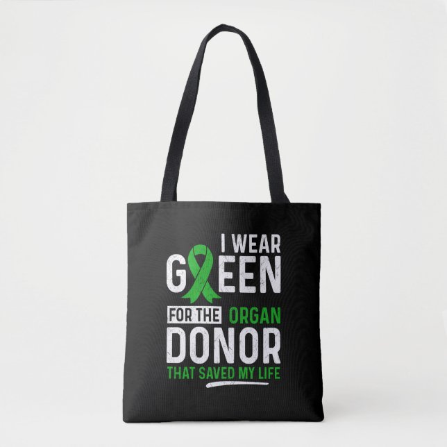 Tote Bag Vert Pour Les Organes Donateurs Transplant Rein Li (Devant)