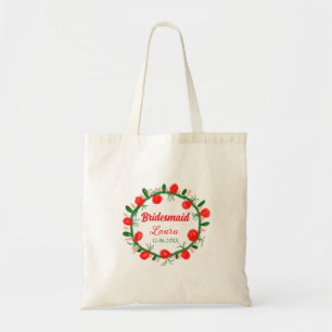 Tote Bag vert rouge fil cir ajouter nom bridesmaid année ca