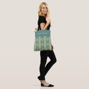 Tote Bag Vert sauge de luxe géométrique tribal sans couture