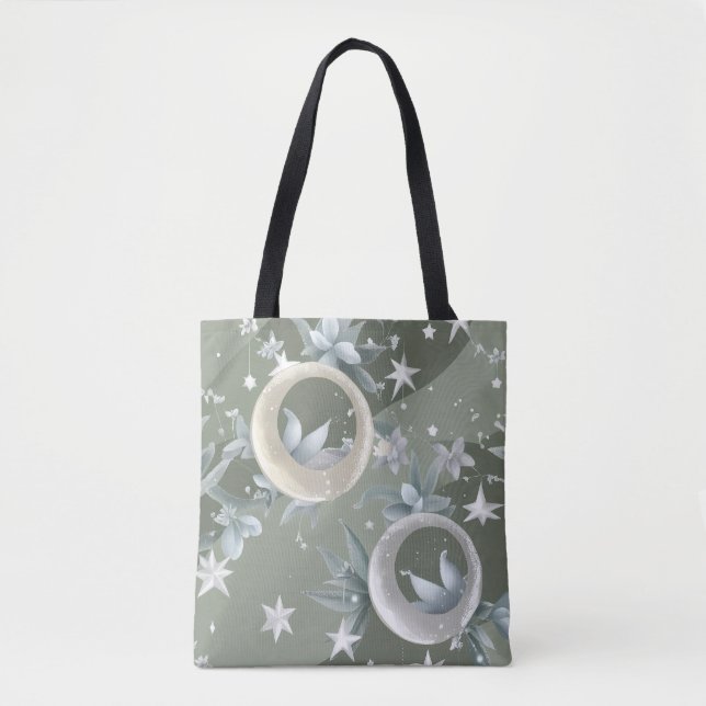 Tote Bag Vert sauge Lune céleste (2) (Devant)