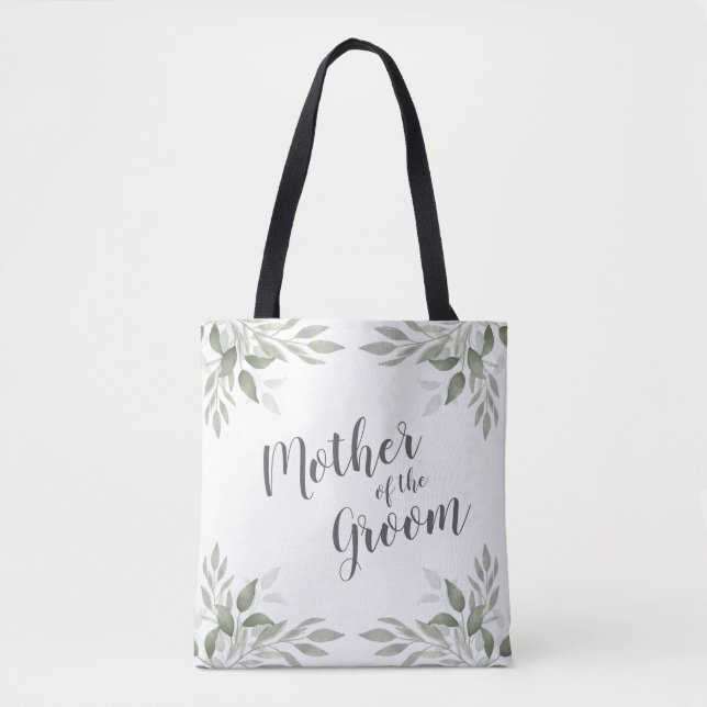 Tote Bag Vert sauge moderne de la mère du marié (Devant)