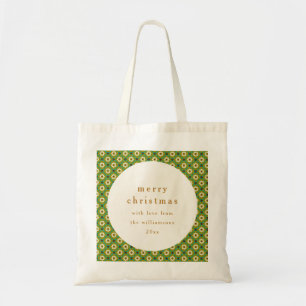 Tote Bag Vert Vintage Bohème Floral Joyeux Noël Personnalis
