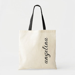 Tote Bag  Vertical Modern Cursive Script Name Gift