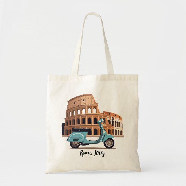 Tote Bag Vespa à Rome Italie Colisée (Devant)