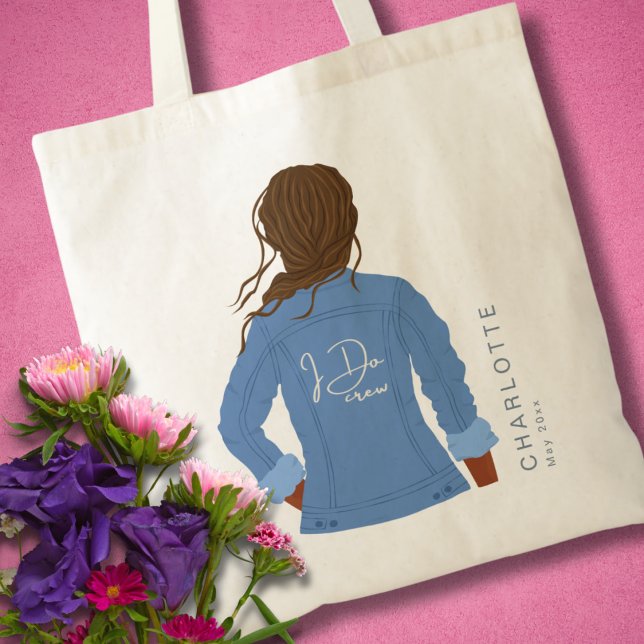 Tote Bag Veste Denim Dessin À La Main Cheveux foncé et peau (Créateur téléchargé)