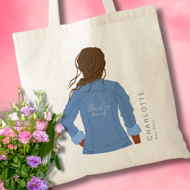 Tote Bag Veste Denim Levée à la main Cheveux foncé et femme (Créateur téléchargé)