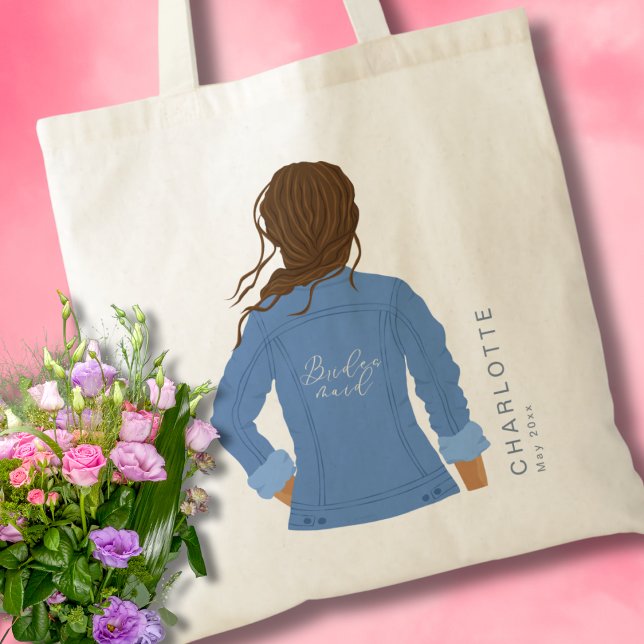 Tote Bag Veste en denim dessinée à la main Cheveux bruns De (Créateur téléchargé)