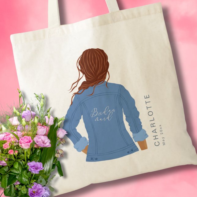 Tote Bag Veste en denim dessinée à la main Cheveux Rouges D (Créateur téléchargé)