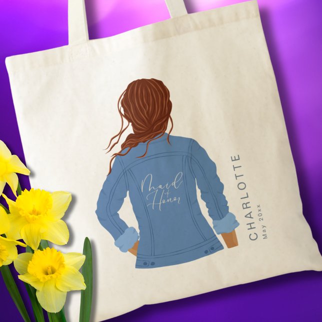 Tote Bag Veste en denim dessinée à la main Demoiselle d'hon (Créateur téléchargé)