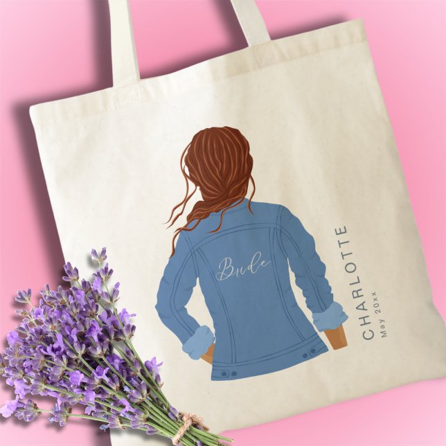 Tote Bag Veste en denim dessinée à la main, mariée aux chev (Créateur téléchargé)