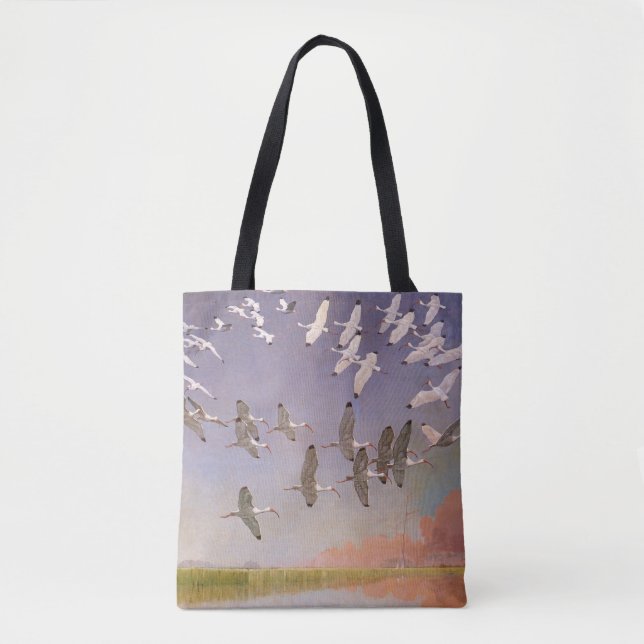 Tote Bag Vestige d'Ibis survolant les zones humides, les oi (Devant)