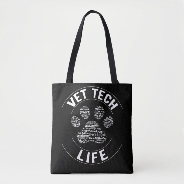Tote Bag Vet Tech Paw Vétérinaire Technicien vétérinaire (Devant)