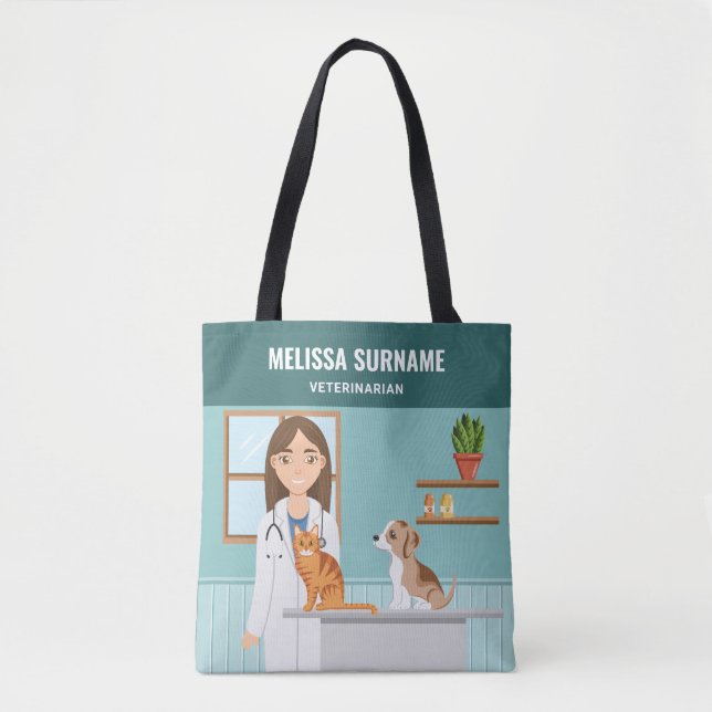 Tote Bag Vétérinaire Femme Vétérinaire Pet Docteur Avec Cha (Devant)