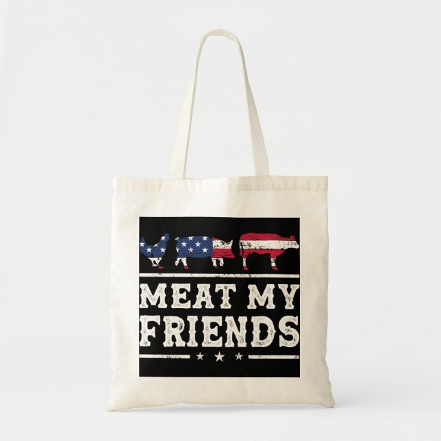 Tote Bag Viande Mes Amis Grilling Pitmaster Fumer Grillmas (Devant)
