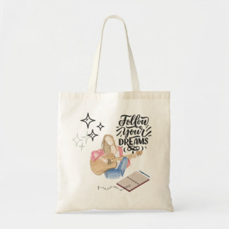 Tote Bag vibe de fille à la guitare