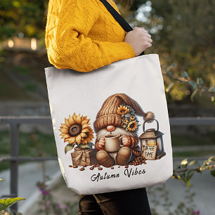 Tote Bag Vibes d'automne mignonnes Aquarelle Gnome Fourre-t