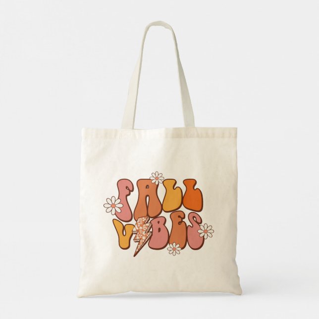 Tote Bag Vibes d'automne roses et orange rétro (Dos)