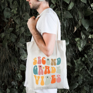 Tote Bag Vibes de deuxième année Retour à l'école École gro
