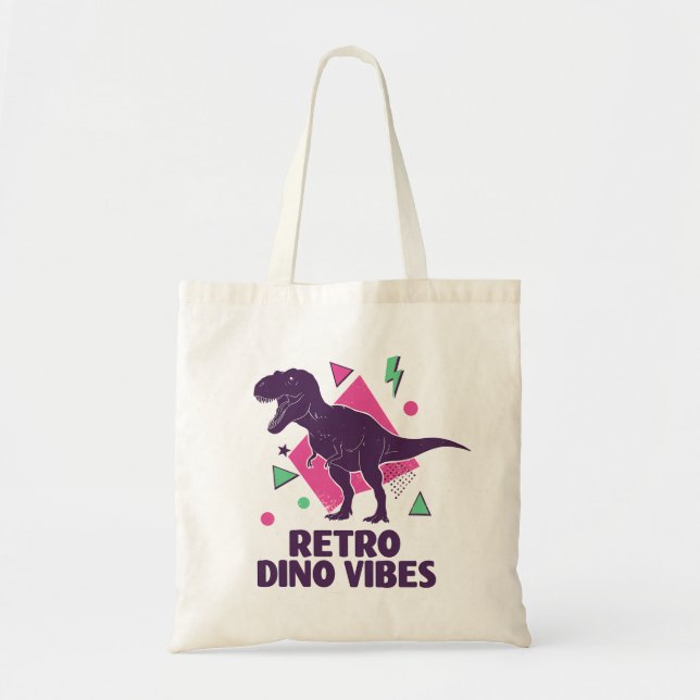 Tote Bag Vibes de Dino Rétro – T-Rex de Style 80s (Devant)