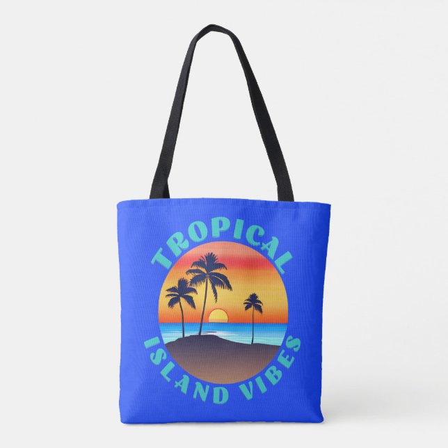 Tote Bag Vibes de l'île tropicale, coucher de soleil avec p (Dos)