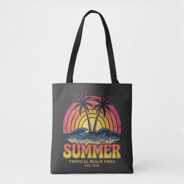 Tote Bag Vibes de plage tropicale - vacances de vacances d' (Devant)