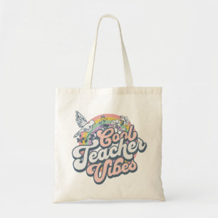 Tote Bag Vibes de Prof Cool Rétro Oiseau Arc-en-Ciel
